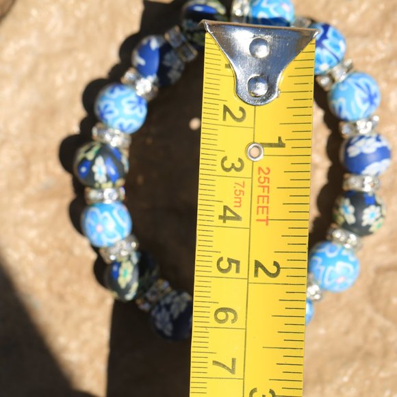 Blue Floral Beads Bracelet - Picture 5 of 5